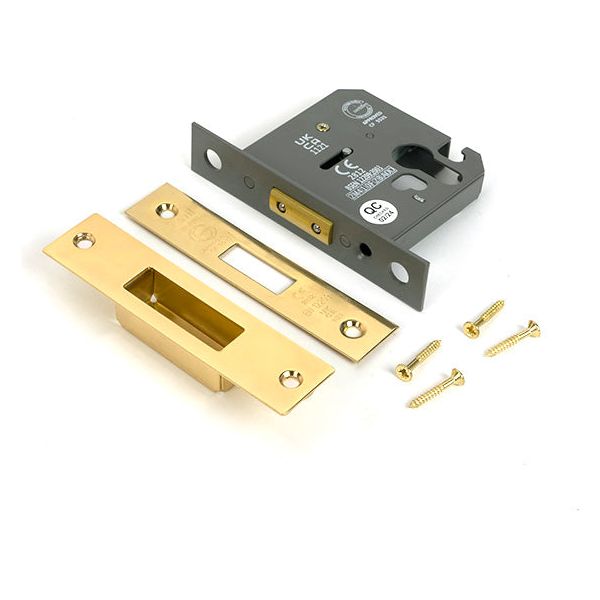 From The Anvil - Polished Brass 3" Euro Profile Dead Lock - 51457