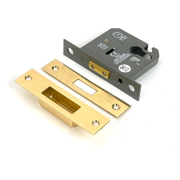 From The Anvil - Polished Brass 3" Euro Profile Dead Lock - 51457