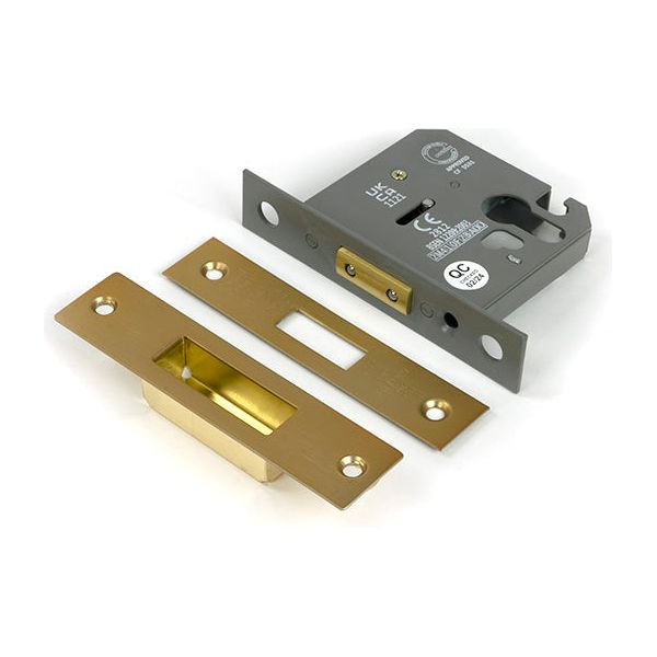 From The Anvil - Satin Brass 3" Euro Profile Dead Lock - 51459