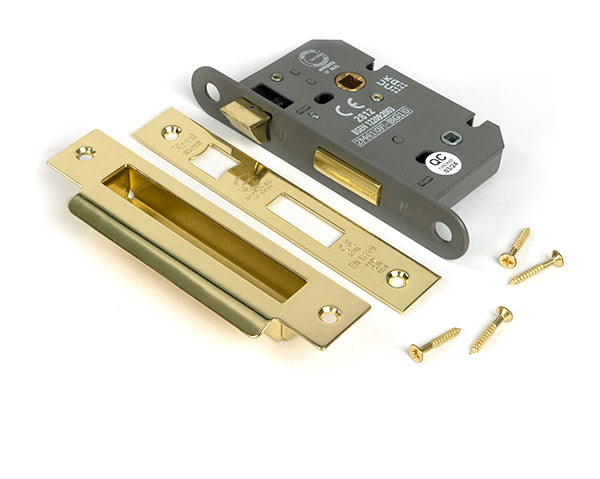 From The Anvil - Polished Brass 2½" Heavy Duty Bathroom Mortice Lock - 51780