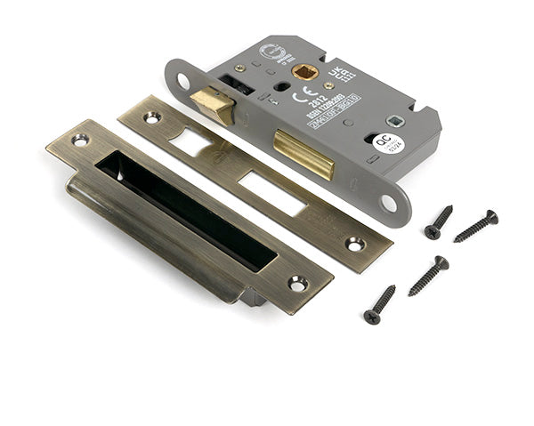 From The Anvil - Aged Brass 2½" Heavy Duty Bathroom Mortice Lock - 51781