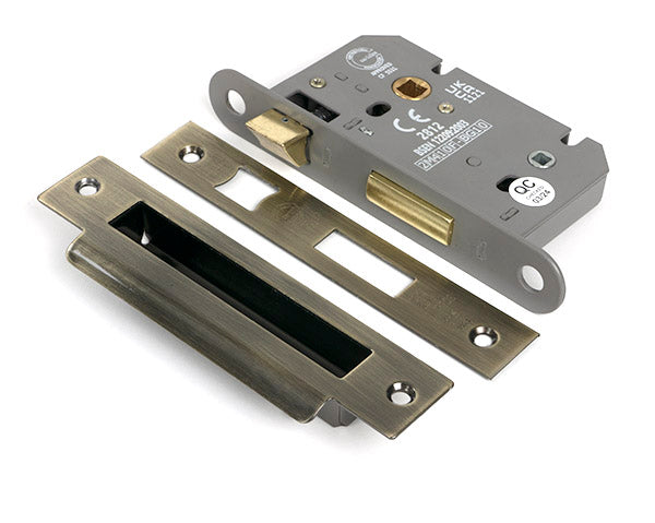 From The Anvil - Aged Brass 2½" Heavy Duty Bathroom Mortice Lock - 51781