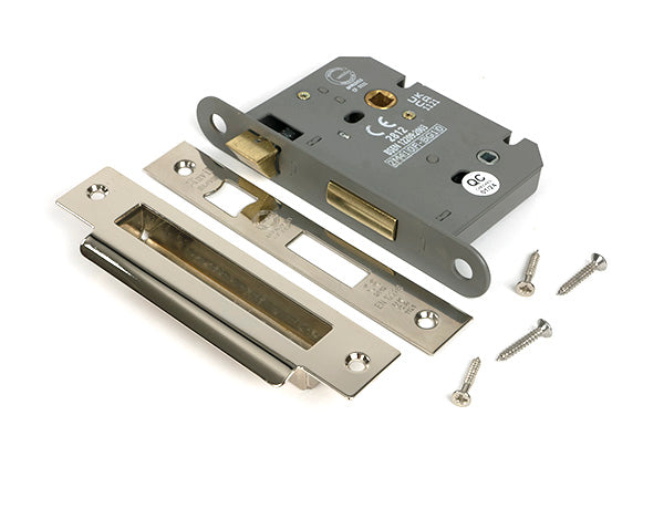 From The Anvil - Polished Nickel 3" Heavy Duty Bathroom Mortice Lock - 51793