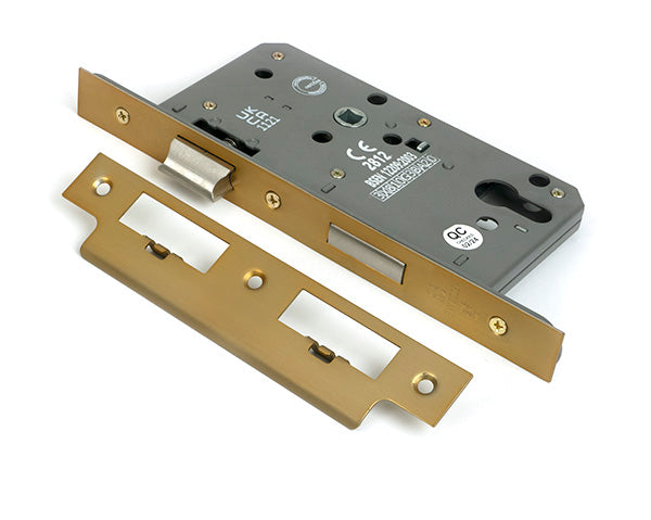 From The Anvil - Satin Brass Euro Din Sash Lock - 60mm Backset/72mm Centre - 51802