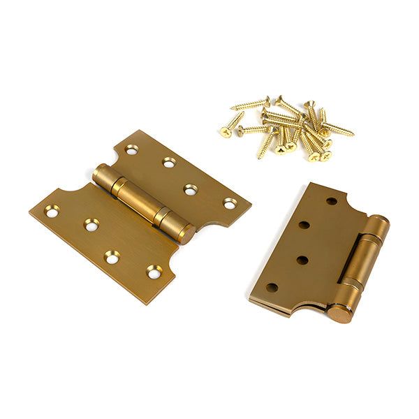 From The Anvil - Satin Brass 4" x 2" x 4"  Parliament Hinge (pair) ss - 51818