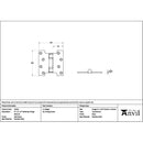 From The Anvil - Satin Brass 4" x 2" x 4"  Parliament Hinge (pair) ss - 51818 - Choice Handles
