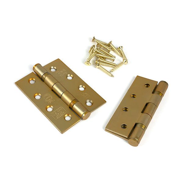 From The Anvil - Satin Brass 4" Ball Bearing Butt Hinge (Pair) ss - 51822
