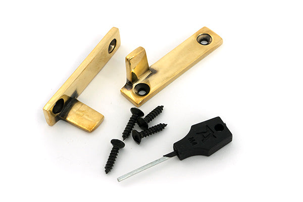 From The Anvil - Aged Brass Night-Vent Locking Art Deco Fastener - 51926