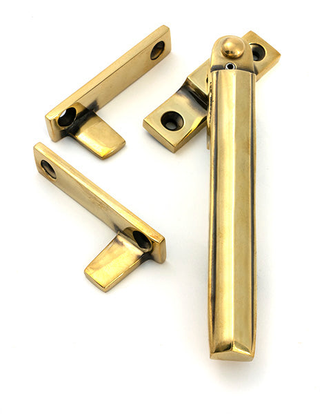 From The Anvil - Aged Brass Night-Vent Locking Art Deco Fastener - 51926