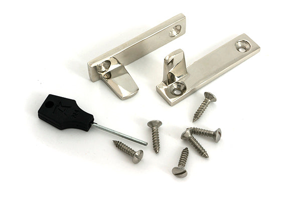 From The Anvil - Polished Nickel Night-Vent Locking Art Deco Fastener - 51927