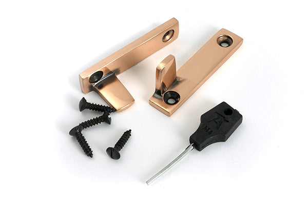 From The Anvil - Polished Bronze Night-Vent Locking Art Deco Fastener - 51930