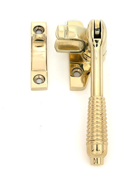 From The Anvil - Polished Brass Night-Vent Locking Reeded Fastener (Steel Window) - 51996