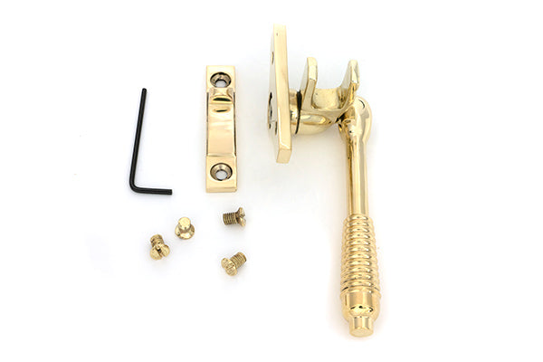 From The Anvil - Polished Brass Night-Vent Locking Reeded Fastener (Steel Window) - 51996