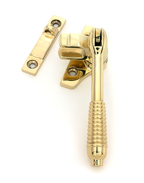 From The Anvil - Polished Brass Night-Vent Locking Reeded Fastener (Steel Window) - 51996