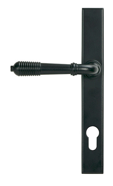 From The Anvil - Matt Black Reeded Slimline Lever Espag. Lock Set - 52080