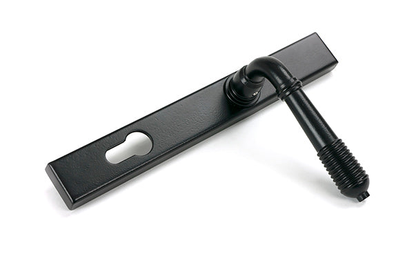 From The Anvil - Matt Black Reeded Slimline Lever Espag. Lock Set - 52080