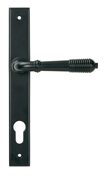 From The Anvil - Matt Black Reeded Slimline Lever Espag. Lock Set - 52080