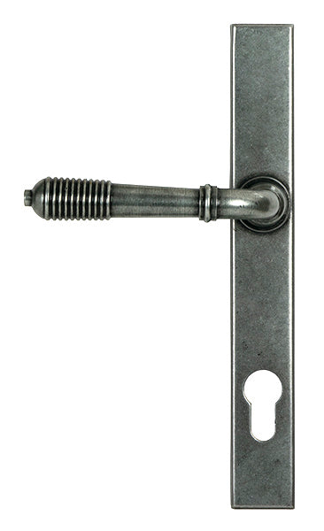 From The Anvil - Pewter Reeded Slimline Lever Espag. Lock Set - 52081