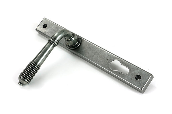 From The Anvil - Pewter Reeded Slimline Lever Espag. Lock Set - 52081