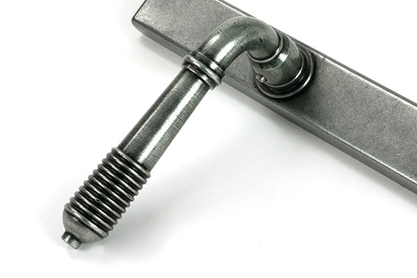 From The Anvil - Pewter Reeded Slimline Lever Espag. Lock Set - 52081