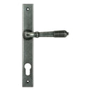 From The Anvil - Pewter Reeded Slimline Lever Espag. Lock Set - 52081 - Choice Handles