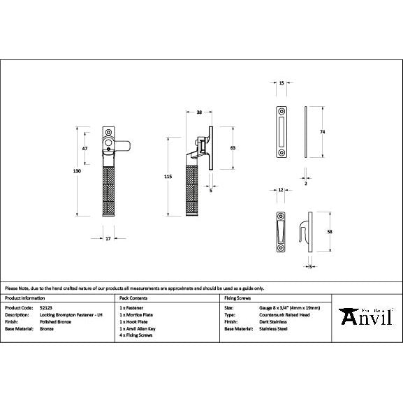 From The Anvil - Polished Bronze Locking Brompton Fastener – LH - 52123 - Choice Handles