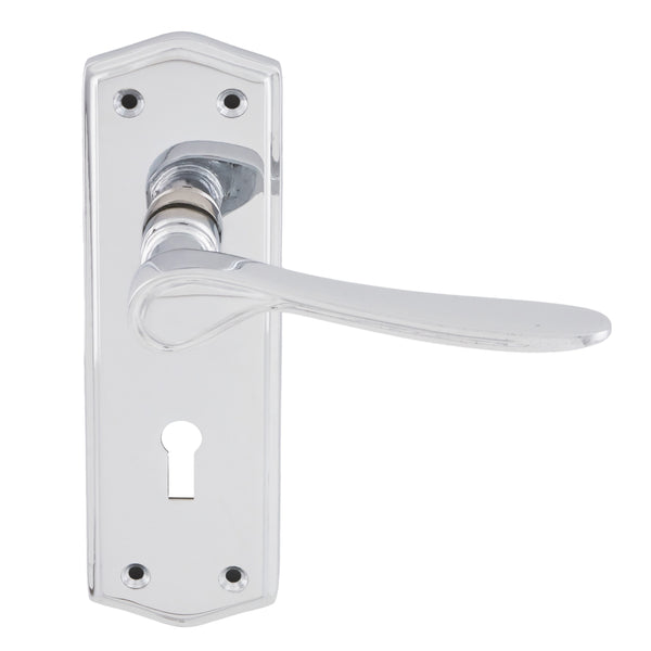 Eclipse - Steller Lever Lock Door Handle on Backplate Set -  Polished Chrome -  63001 - Choice Handles