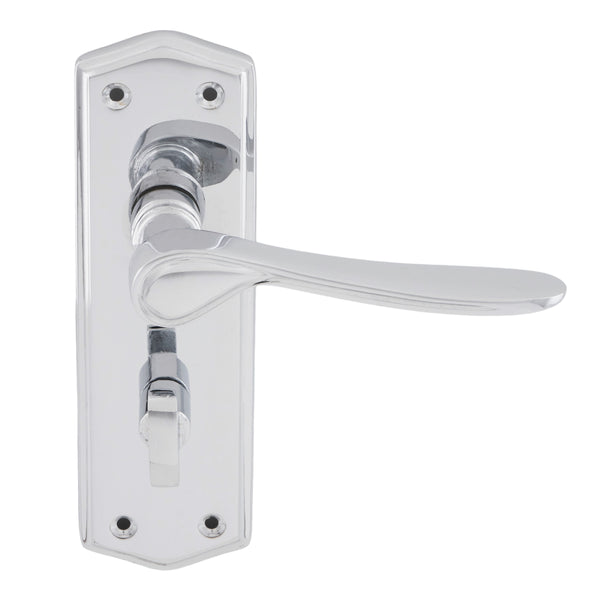 Eclipse - Steller Lever Bathroom Door Handle on Backplate Set -  Satin Chrome -  63010 - Choice Handles