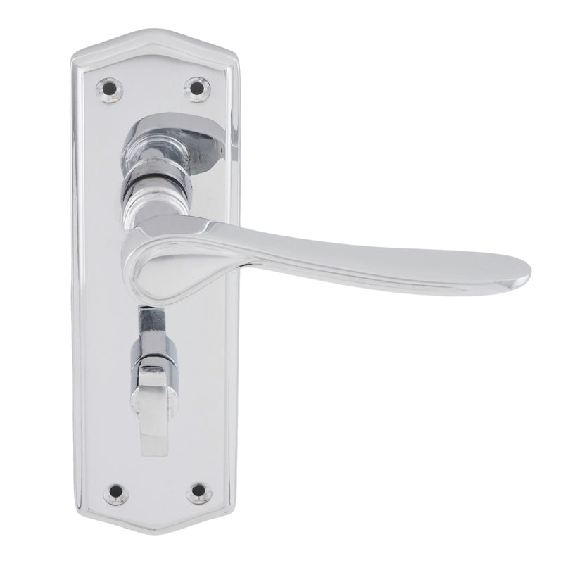 Eclipse - Steller Lever Bathroom Door Handle on Backplate Set -  Satin Chrome -  63010 - Choice Handles