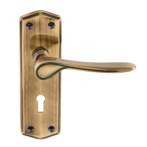 Eclipse - Steller Lever Lock Door Handle on Backplate Set -  Antique Bronze -  63018 - Choice Handles