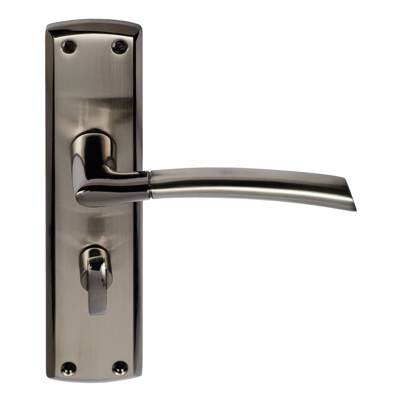Eclipse - Tifosi Lever Bathroom Door Handle on Backplate Set -  Black Nickel/ Satin Nickel -  63147 - Choice Handles