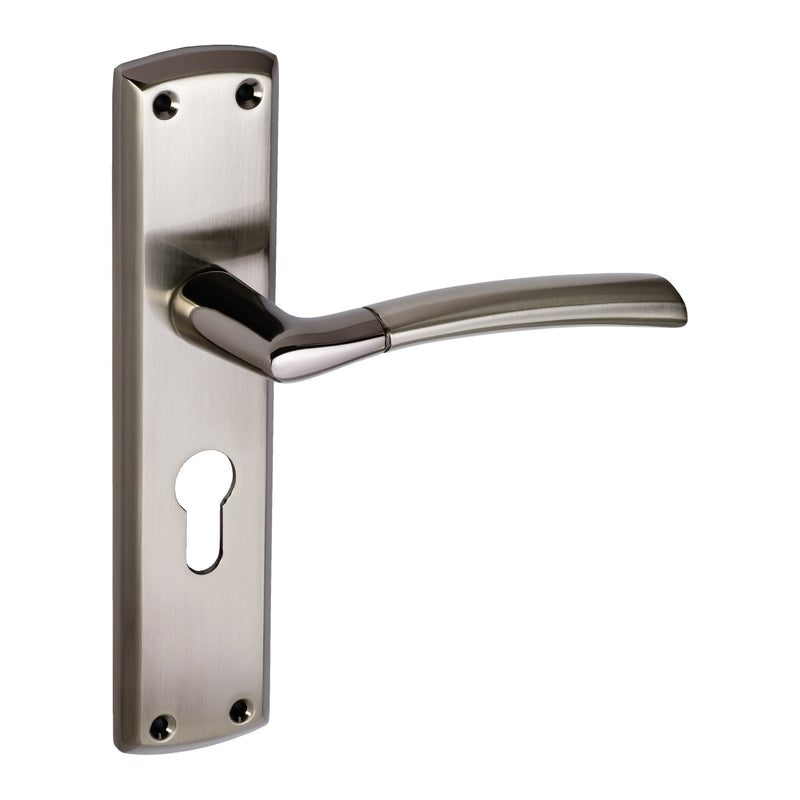 Eclipse - Tifosi Lever Euro 47.5mm Door Handle on Backplate Set -  Black Nickel/ Satin Nickel -  63148 - Choice Handles