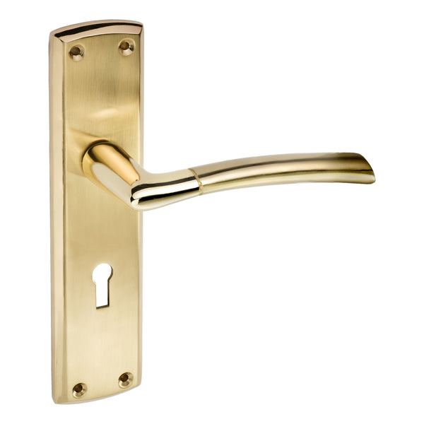 Eclipse - Tifosi Lever Lock Door Handle on Backplate Set -  Polished Brass / Satin Brass -  63149 - Choice Handles