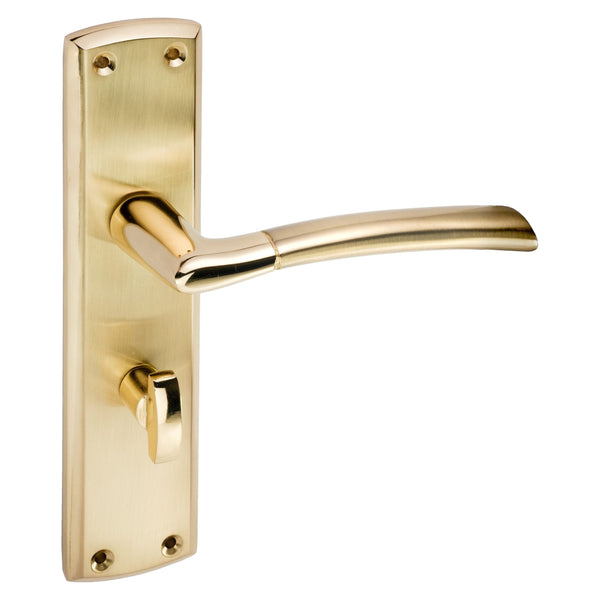 Eclipse - Tifosi Lever Bathroom Door Handle on Backplate Set -  Polished Brass / Satin Brass -  63151