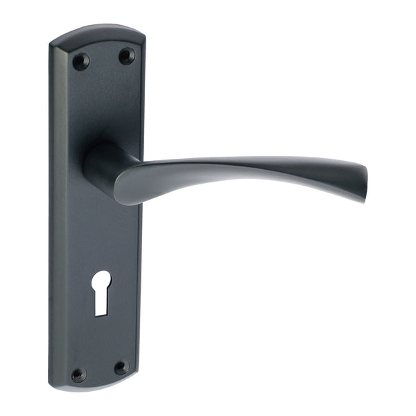 Eclipse - Monza Lever Lock Door Handle on Backplate Set -  Matt Black -  63721 - Choice Handles