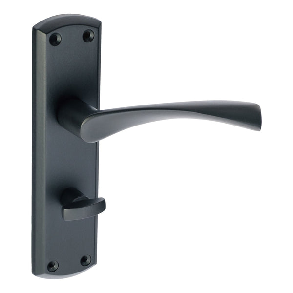 Eclipse - Monza Lever Bathroom Door Handle on Backplate Set -  Matt Black -  63723 - Choice Handles