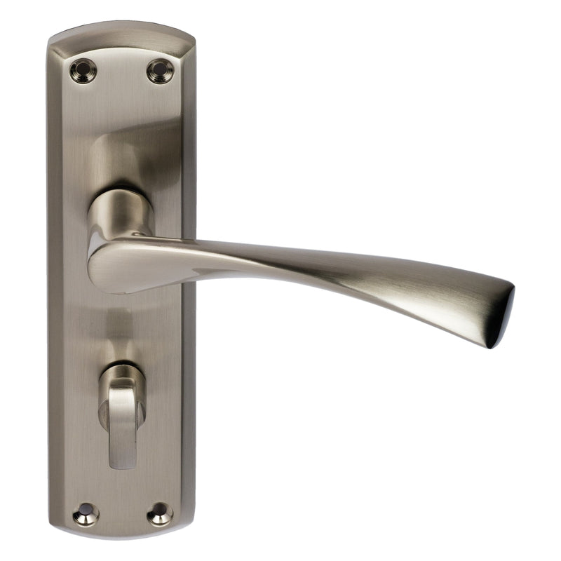 Eclipse - Monza Lever Bathroom Door Handle on Backplate Set -  Satin Nickel -  63727 - Choice Handles