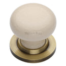 Cream Crackle Knob with Antique Brass base - 8010-AT - Choice Handles