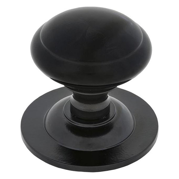 From The Anvil - Black Round Centre Door Knob - Black  - 83506