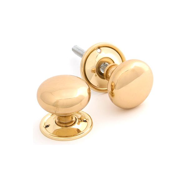 From The Anvil - Mushroom Mortice/Rim Knob Set - Polished Brass - 83564