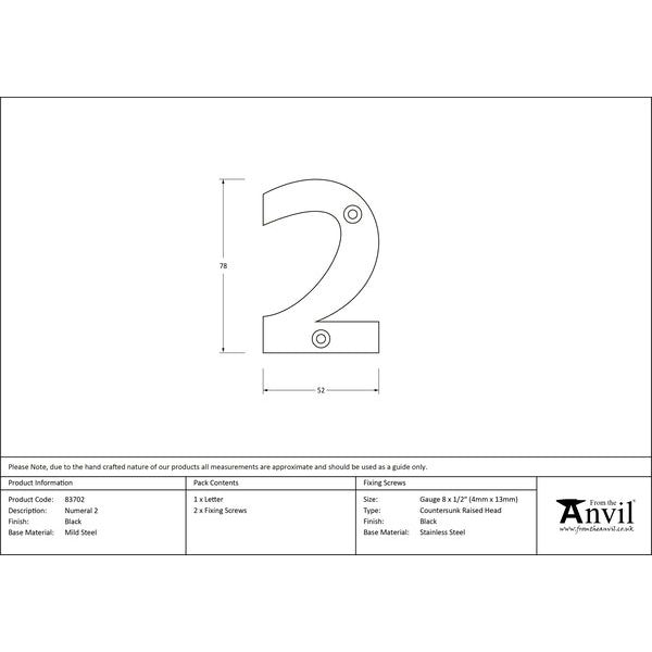 From The Anvil - Numeral 2 - Black - 83702 - Choice Handles
