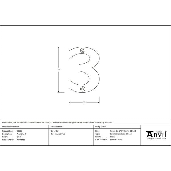 From The Anvil - Numeral 3 - Black - 83703 - Choice Handles