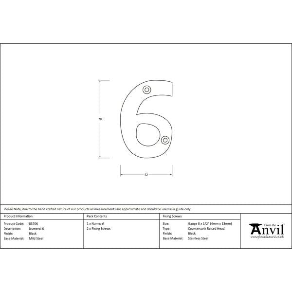 From The Anvil - Numeral 6 - Black - 83706 - Choice Handles