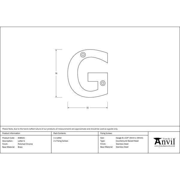 From The Anvil - Letter G - Polished Chrome - 83802G - Choice Handles