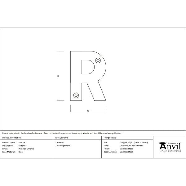 From The Anvil - Letter R - Polished Chrome - 83802R - Choice Handles