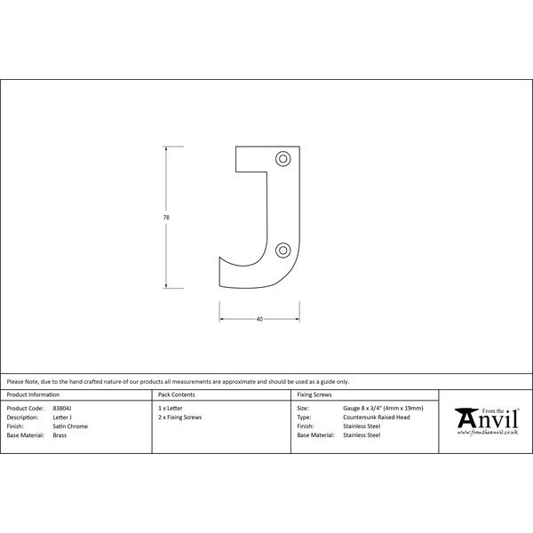 From The Anvil - Letter J - Satin Chrome - 83804J - Choice Handles