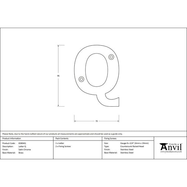 From The Anvil - Letter Q - Satin Chrome - 83804Q - Choice Handles