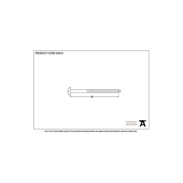 From The Anvil - Pewter SS M5 x 64mm Male Bolts (2) - Pewter Patina  - 90031 - Choice Handles