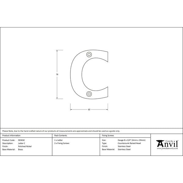 From The Anvil - Letter C - Polished Nickel - 90303C