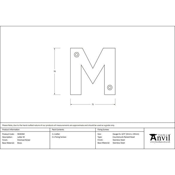 From The Anvil - Letter M - Polished Nickel - 90303M - Choice Handles